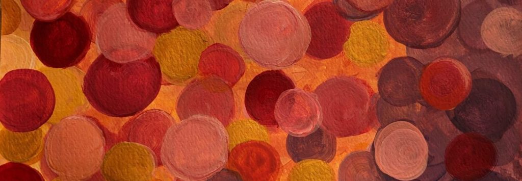 painted overlapping circles - red, purple, yellow, pink, orange